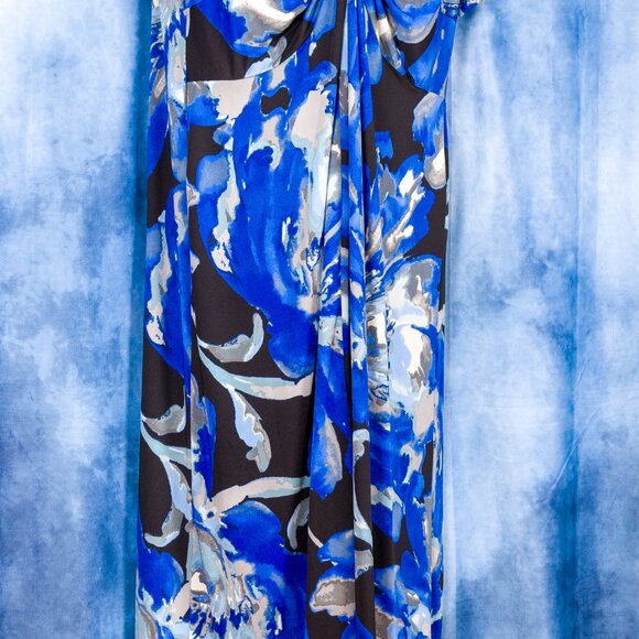 NY Collection  NWT Blue, Gray Black PrintDress Size 2X - Picture 2 of 8